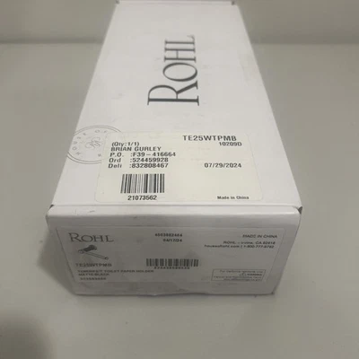 Soporte de papel higiénico Rohl TE25WTPMB Tenerife montado en la pared Euro - negro mate Foto 1 de 4