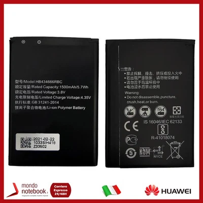 BATTERIA HB434666RBC PER HUAWEI POCKETCUBE H3G MODEM ROUTER TRE 1500 MAh