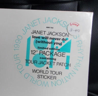 JANET JACKSON LOVE WILL NEVER DO  VINYL 12in SEALED TOUR PATCH & STICKER AMX700 - Image 1 of 4