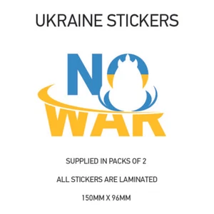 NO WAR UKRAINE STICKERS X2 UKRAINIAN PEACE STAND CAR STICKER DECAL WAR20 - Picture 1 of 1