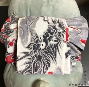 Kimono japonés HANHABA obi yukata obi.kaku obi.blanco negro.dragón. - Imagen 1 de 5