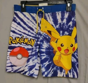Pokemon Boys Size 8 Swim Trunks Pikachu Poke Ball Bathing Suit Shorts Liner - Picture 1 of 5