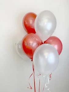 30 X Arsenal Liverpool Football Shades - Pearlised Latex Balloons Red & White - Picture 1 of 1