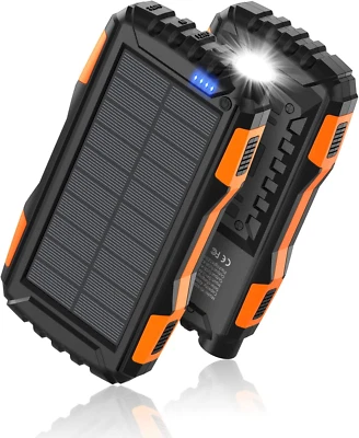 42800mAh Solar Power Bank Portable Charger w/ Fast Charge & Flashlight - Orange - Image 1 of 4