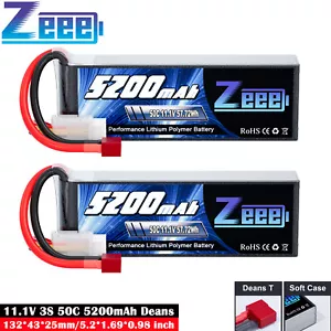 2x Zeee 11,1V 3S Lipo Akku 5200mAh 50C mit Deans für RC Flugzeug Auto Boot UAV - Bild 1 von 9