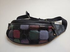 Small Leather Patchwork Fanny Pack Adjustable 2 Pocket