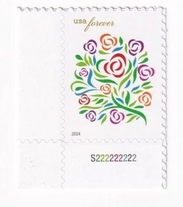 FRANCOBOLLO US SCOTT 4764a "Fiori di nozze" PER SEMPRE 2014 MNH CON PB-LL - Foto 1 di 1