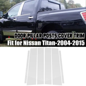 6PC Chrome Pillar Posts For Nissan Titan Crew Cab 2004-2015 Door Trim Cover Kit - Picture 1 of 10