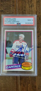 1980-81 OPC SIGNED ROOKIE CARD MIKE GARTNER CAPITALS RANGERS PSA DNA 9 MINT 195 - Picture 1 of 1