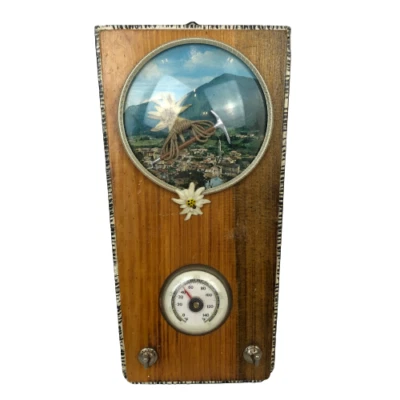 Barómetro de pared de madera vintage 1977 Provenienti Da Culture L.B & C.B Foto 1 de 4