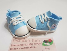Cake topper coppia scarpette scarpe converse all star per torta fimo bimbo bimba