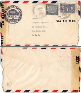Censored, 1943 Air Mail CG de Haseth & CO Botica el Javillo to Campbell Products - Picture 1 of 1