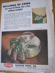 VINTAGE BABSON BROS -SURGE ADVERTISING-MILKER BUCKET ASSEMBLY-8 " x 11" - Picture 1 of 2