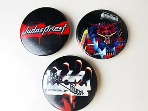 Judas Priest Juego de Botones Pin 3 x 2" RARO Acero Británico, Defensores de la Fe - Imagen 1 de 2