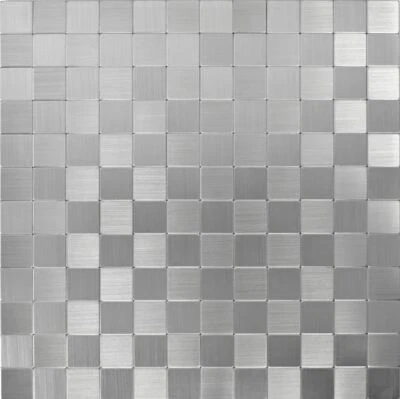 Mosaico Tessere autoadesivo alluminio metallo argento 200-22M25_f | 10 foglie - Immagine 1 di 4