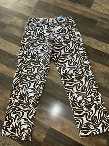 Rue+ Jeans Größe 1X braun weiß Wirbel Allover Print Funky High Rise Skate Jeans - Bild 1 von 12