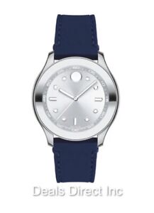 Brand New Movado Bold Women’s Silver Dial Blue Silicone Strap Watch 3600716