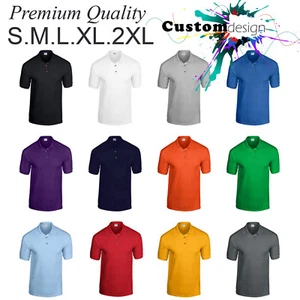 Polo Golf blank plain basic Jersey Collar T-Shirt Small Big Mens Cotton Tee Top - Picture 1 of 9