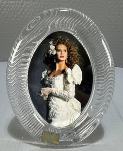 Vintage 1980s Mikasa Ribbed Glass Oval Picture Frame - 6"H Heavy Thick Glass - Picture 1 of 8