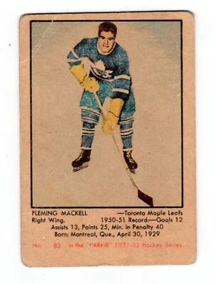 1951-52 Parkhurst #83 Fleming MacKell GD Rookie RC - Image 1 of 2