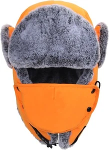 Cold Weather Warm Hat Winter Waterproof Snow Ski Hat Faux Fur with Ear Flap Mask - Picture 1 of 44