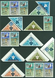 EDW1949SELL: QATAR 1965 Sc #53-60 Boy Scouts. 4 Komplettsätze. Sehr guter Erhaltungszustand Katze 131 $ - Bild 1 von 4