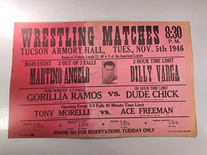 Count Billy Varga Vs. Martino Angelo, Vtg Wrestling Event Poster 22x14in (S18) - Picture 1 of 15