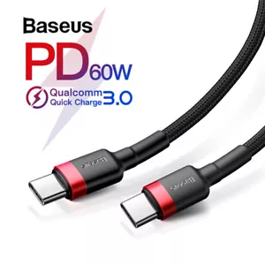 Baseus USB type C to USB type C QC3.0 Charging 3A Quick Charge Cable For Android - Picture 1 of 15