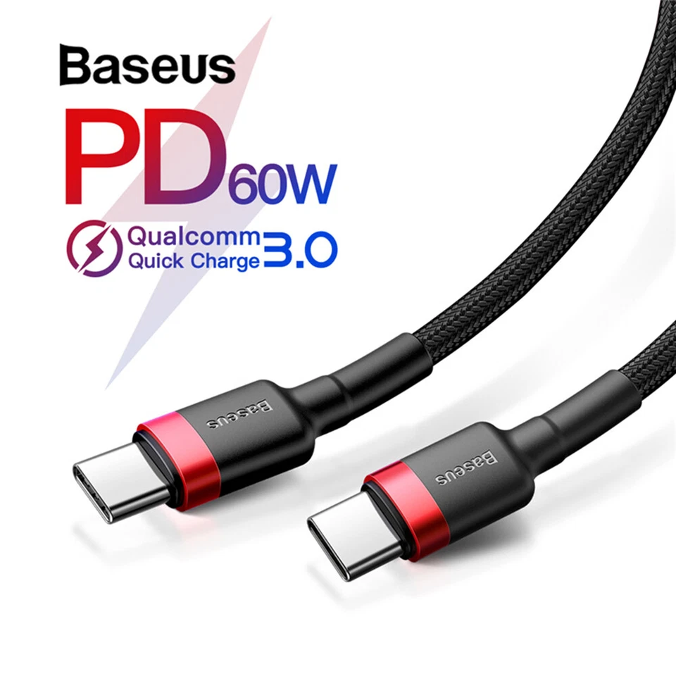 Baseus USB type C to USB type C QC3.0 Charging 3A Quick Charge Cable For Android - Image 1 of 4