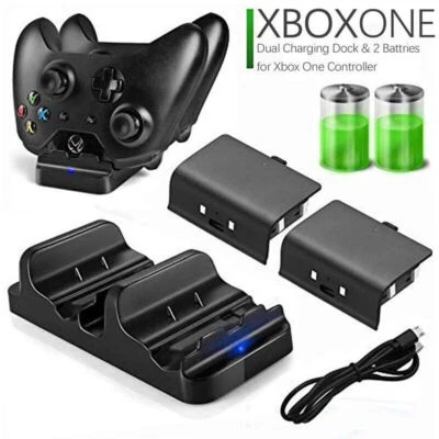 2X Battery Pack For Xbox One S/X/Elite Controller Dual Charger Dock Station Set - Image 1 of 4