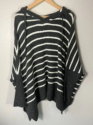 Poncho ANN Taylor Mujer Sudadera con Capucha Tejida 100% Algodón Botón Frontal Marrón Talla L N73 Foto 1 de 4