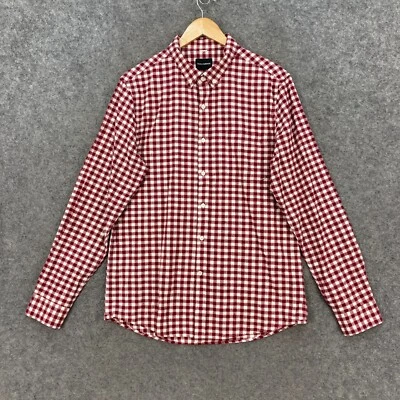 Staple Superior Mens Button Up Shirt Size L Large Red Check Long Sleeve 25818 - Image 1 of 4