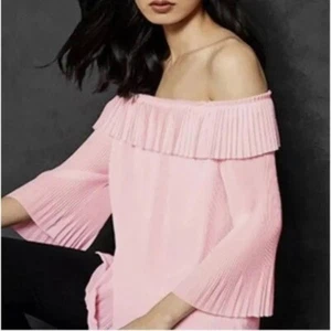 Ted Baker London Perrey Schulterfreies Plissee Top Gr. 1 Baby Rosa Bluse - Bild 1 von 15