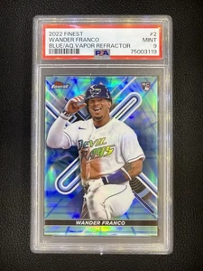 PSA 9 MINT- 2022 TOPPS FINEST- BLUE AQUA VAPOR REFRACTOR WANDER FRANCO #2 ROOKIE - Picture 1 of 3