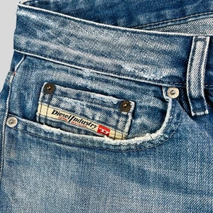 Diesel Jeans Herren 33 blau distressed verwaschen gerades Bein Knopfleiste Made in Italy - Bild 1 von 16