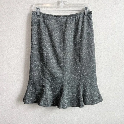 Falda Tailor by B. Moss Trompeta Gris Tweed Para Mujer 4 Hasta la Rodilla Volantes Acampanada Foto 1 de 4