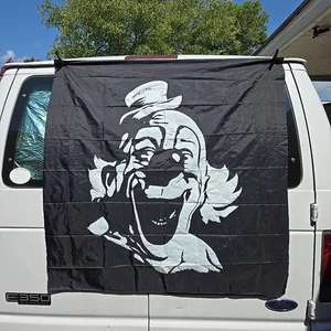 1980's CLOWN HEAD TAPESTRY BIKER WALL HANGING VINTAGE (Not Perfect) #2 - Picture 1 of 10