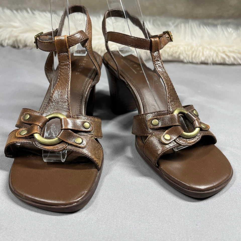 Sandalias de Colección LIZ CLAIBORNE FENTON Cuero Marrón Tacón Cordones para Mujer talla 7 Foto 1 de 4