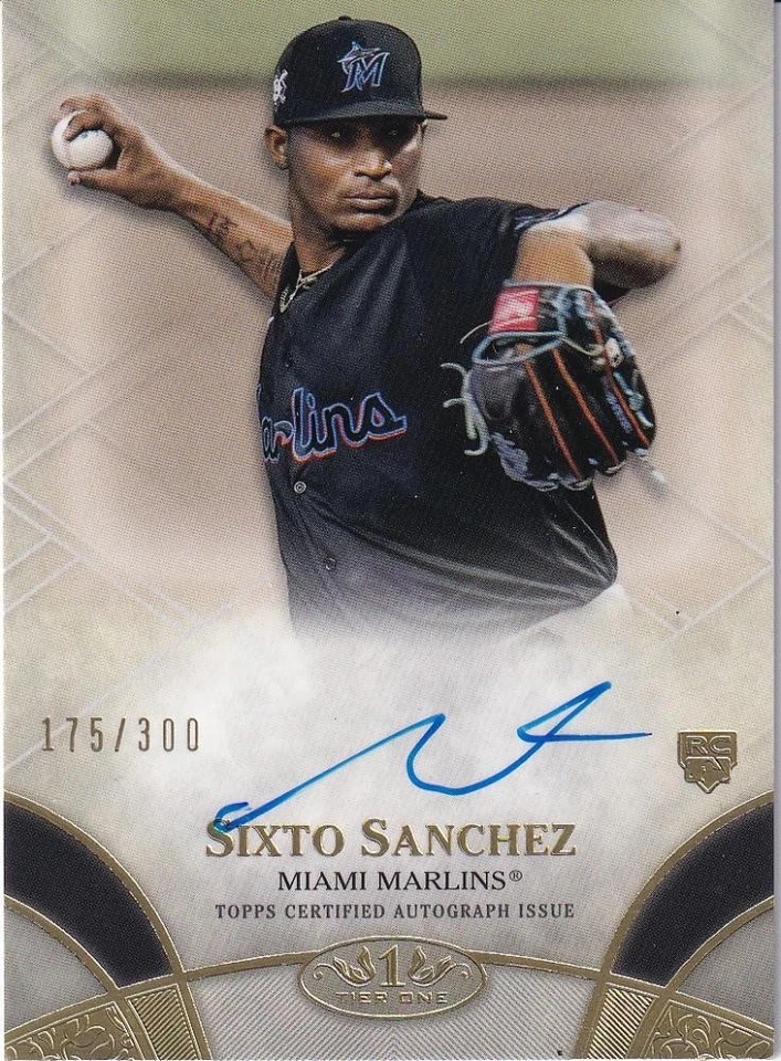 2021 Topps Tier One Miami Marlins Sixto Sanchez Break Out Autographs 175/300 - Image 1 of 2