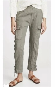 Pantalones Joie para mujer talla 4 fatiga telutci lino tiro alto puño ajustado cargo nuevos con etiquetas - Imagen 1 de 24