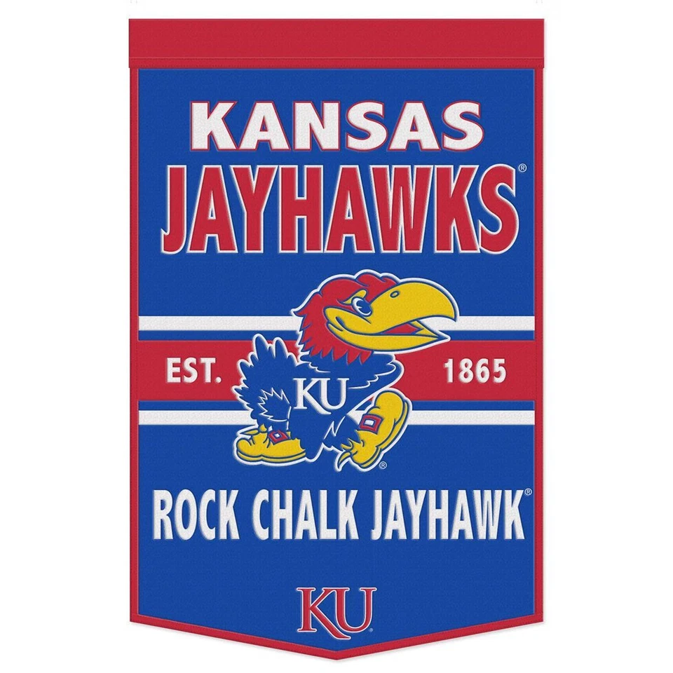 Kansas Jayhawks Banner Wool 24x38 Dynasty Slogan Design - Special Order - Image 1 of 1