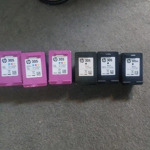 6 Original HP 305 Tintenpatronen schwarz und dreifarbig **LEER** - Bild 1 von 7