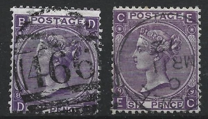 GB QV 1867/80 Sg 109, 6d Mauves Platten 8 & 9, gebraucht (413) - Bild 1 von 1