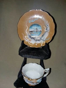 Vintage Miniature San Francisco Golden Gate Bridge Cup & Saucer. Cup Is 1.5"... - Picture 1 of 8