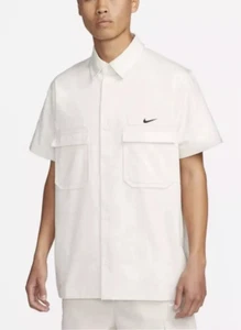 Nike Woven Military Short Sleeve Button Down Shirt Mens Size S DX3340-330 White - Picture 1 of 7