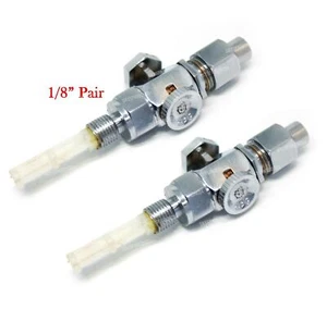 2x Push Pull 1/8" Fuel Petcock Petrol Tap For Bsa Ariel Triumph Norton Chrome - Picture 1 of 8