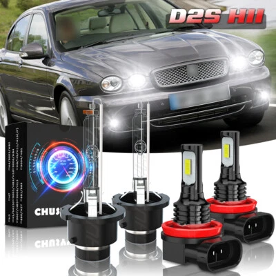 Para For 2004-2007 2008 Jaguar X-Type HID Xenon Faros +LED Fog Light Bombillas - Image 1 of 4