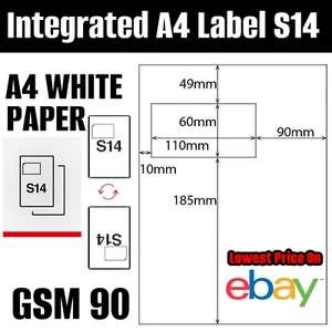 2000 Integrated Label Style A4 Sheet eBay - Amazon S14/ G14 Self Adhesive Sheets - Picture 1 of 4