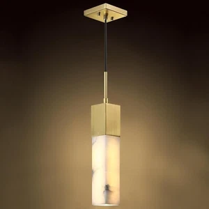 1 Light Hanging Kitchen Island Natural Alabaster Marble Pendant Ceiling Light Fi - Picture 1 of 7