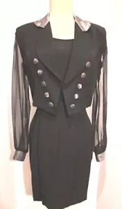 Vestido Chaqueta Vintage Scarlett - Chaqueta Corta Talla 3/4 - Negro con Plata Metálica - Imagen 1 de 12